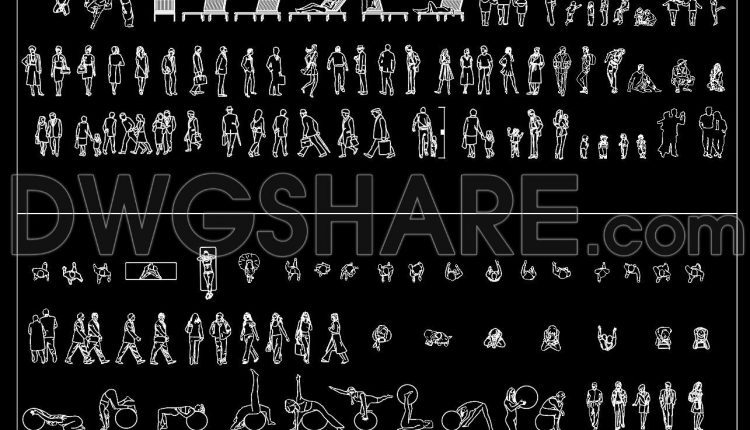 131. Free AutoCAD People Blocks – Plan & Elevation Views (1)