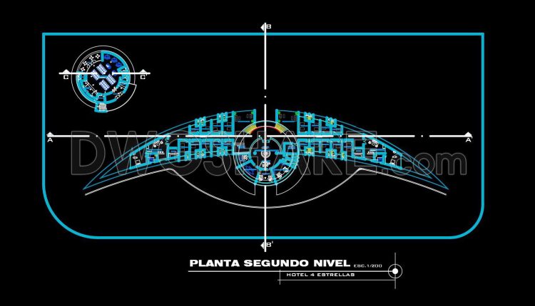 140. Free CAD DWG drawings – Architectural floor plans of a 4-star hotel project (4)