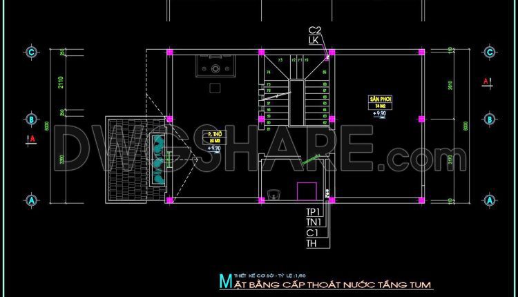 141. CAD drawings detailing the design of water supply and drainage systems for a 3-story townhouse (3)