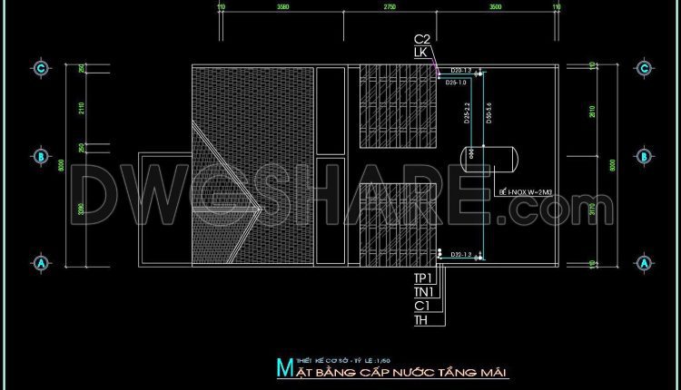 141. CAD drawings detailing the design of water supply and drainage systems for a 3-story townhouse (2)