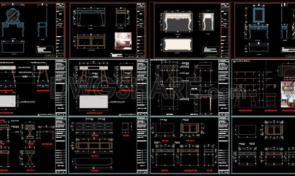 141. Download Dressing Table CAD Shop Drawing Collection