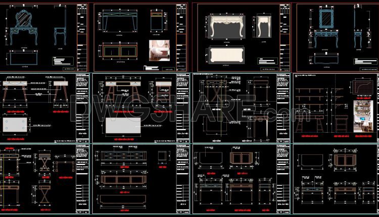 141. Download Dressing Table Cad Shop Drawing Collection (2)