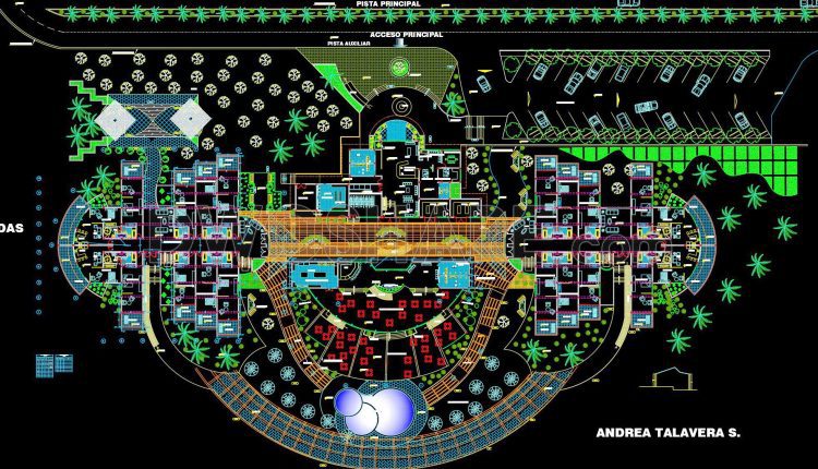 142. Download free CAD DWG – Hotel with restaurant floor layout plan (4)