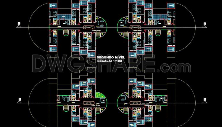 142. Download free CAD DWG – Hotel with restaurant floor layout plan (3)