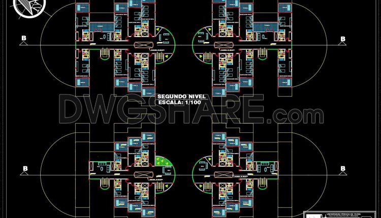 142. Download free CAD DWG – Hotel with restaurant floor layout plan (1)