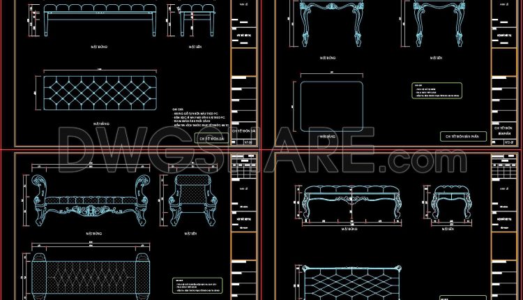 146. Download Bed Bench Cad Shop Drawing Collection (2)
