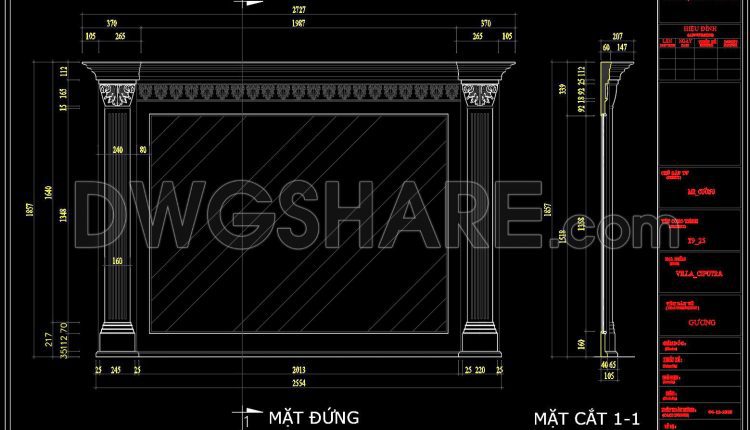 147. Download Free CAD Drawing of Neo-Classical Mirror Design (1)