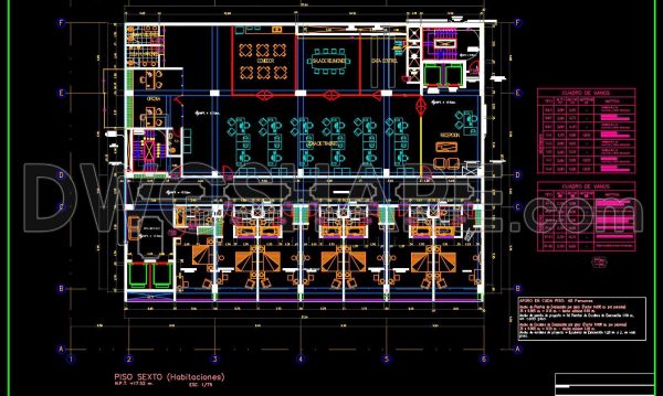 148. Free Cad Download – 5-star Hotel Sixth Floor Guestroom Layout Plan