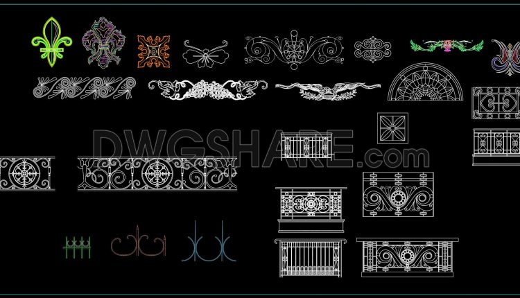 154. Classic Neoclassical Iron Scrollwork CAD Library for Architecture (1)