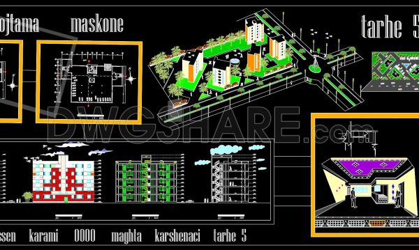 175. Free download CAD drawing Plan 5 of Amir Residential Complex
