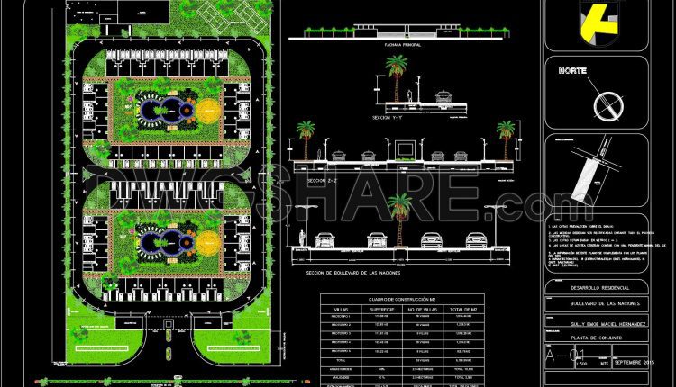 176. Boulevard De Las Naciones Project Subdivision And Landscape Plan Autocad Drawing