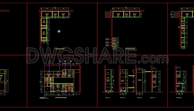 201. Free download CAD technical drawings of kitchen cabinets for the house (1)