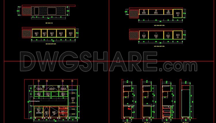 202. Free download CAD technical drawings of kitchen cabinets for the house (1)