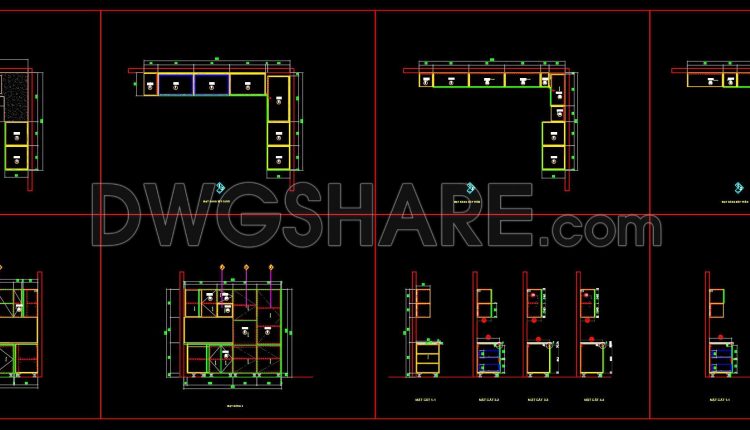 205. Free download CAD technical drawings of kitchen cabinets for the house (1)