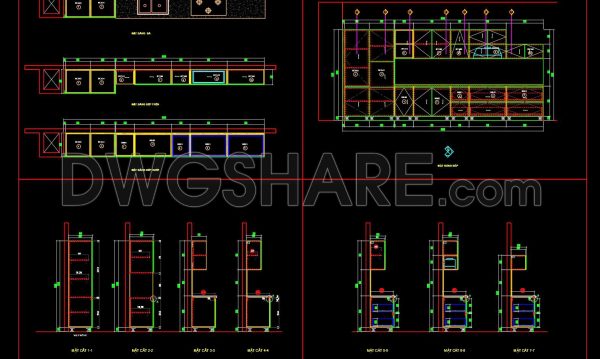 207. Free CAD Kitchen Cabinet Technical Drawings for Residential Projects
