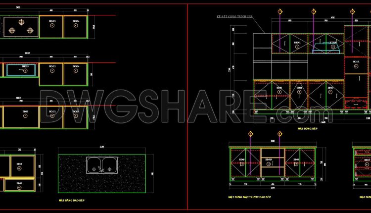 208. Free DWG Files of Modern Kitchen Cabinet Technical Details (1)