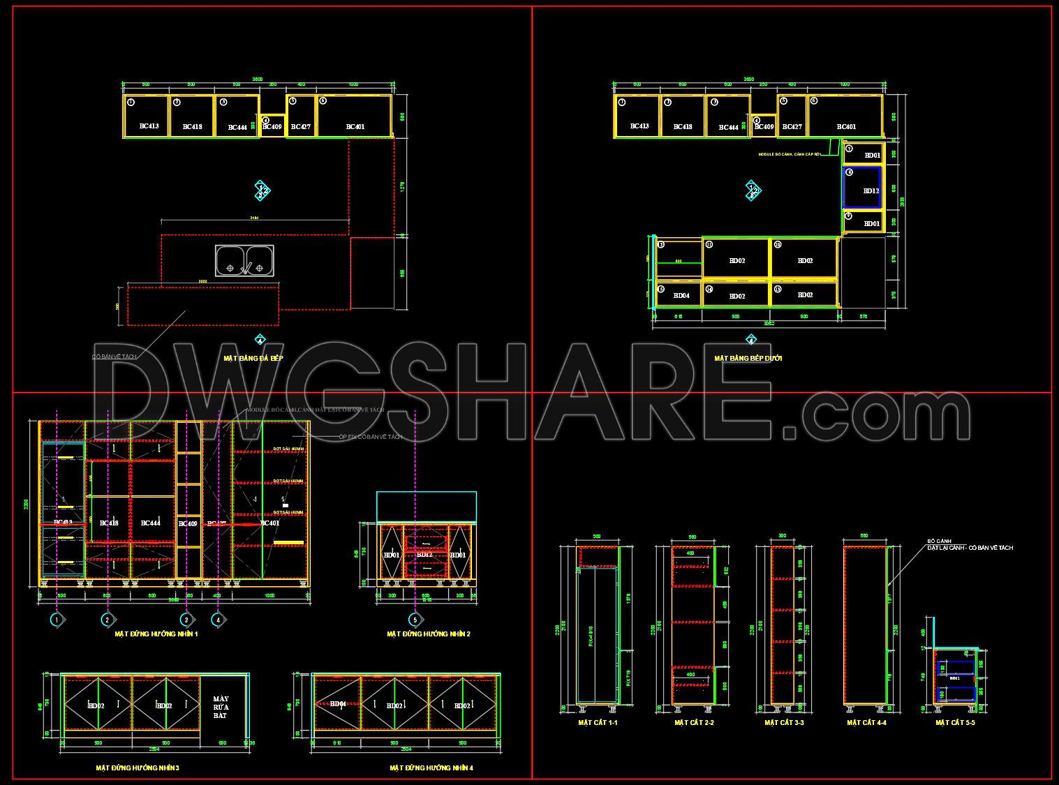 209. Residential Kitchen Cabinet Construction Drawings – Free CAD File (1)