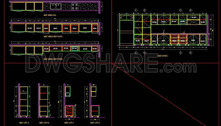 210. Download Free Detailed CAD Drawings of Home Kitchen Cabinets (1)