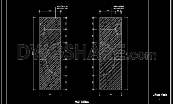 216. Download CAD Drawing of Decorative Glass Partition with Stainless Steel Frame