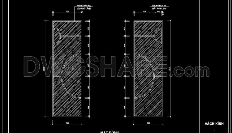 216. Download CAD Drawing of Decorative Glass Partition with Stainless Steel Frame (1)