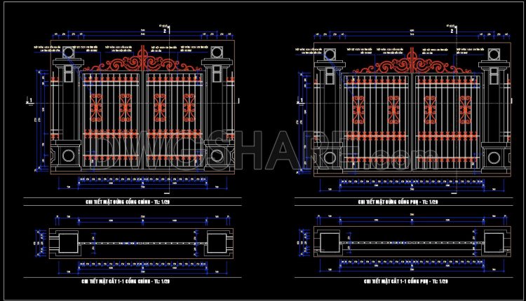 224. Download Classic European Gate & Fence Design Cad Drawings (dwg File) (1)