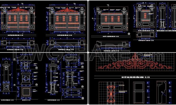 224. Download Classic European Gate & Fence Design CAD Drawings (DWG File)