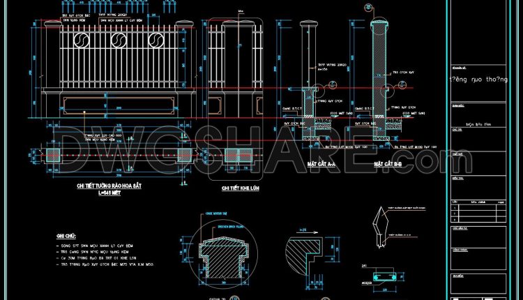 226. Download free CAD drawings of fences construction details (1)