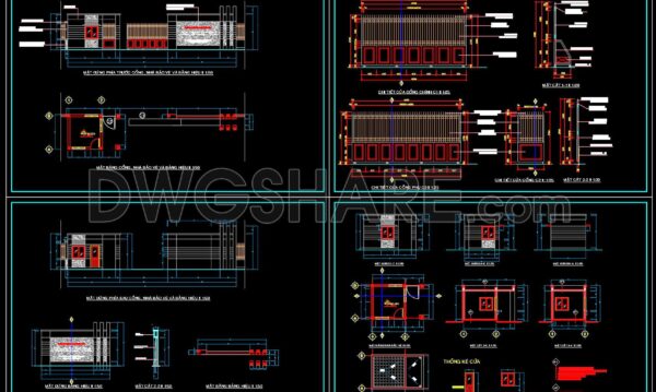 229. Free download detailed CAD drawings of the gate, boundary wall, and security guardhouse of a company
