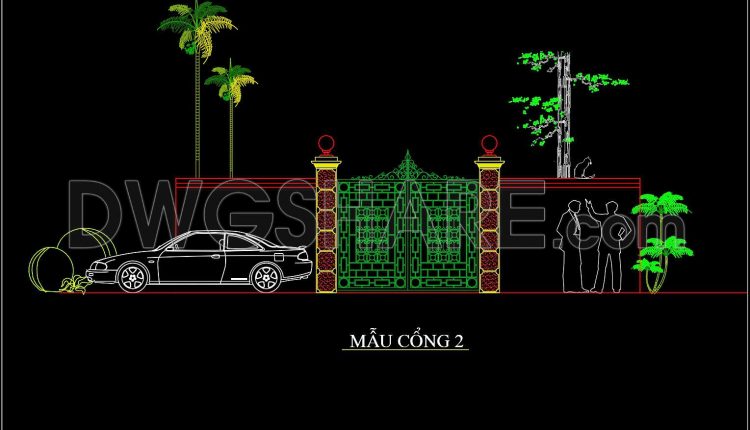 232. Free CAD Gate & Fence Drawing for Residential Houses (1)