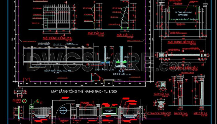 233. CAD Drawings of Kindergarten Fence and Gate (Plan, Elevations, Detailed Sections) (1)