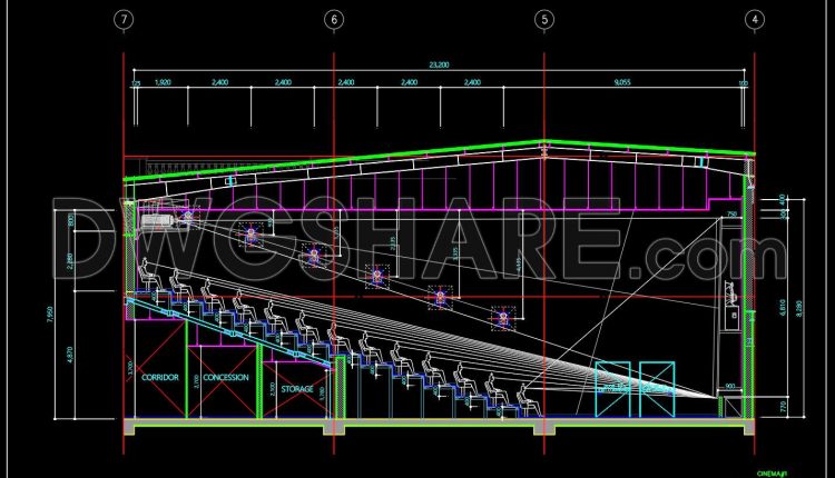 24. Free Download Cinema Section Cad Drawing – Interior Architectural Design