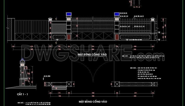240. Download free CAD drawings of gates, fences, and construction details (3)