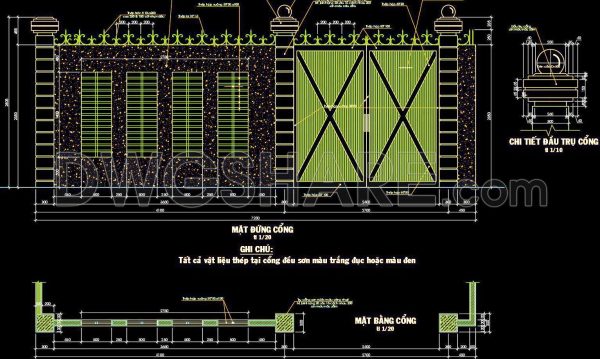 243. Download free CAD drawings of gates, fences, and construction details