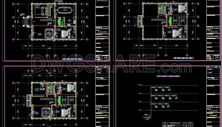 315. CAD drawings for detailed electrical designs for a 3-story townhouse (1)