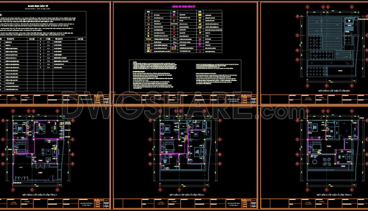 318. CAD drawings for detailed electrical designs for a 3-story townhouse (3)