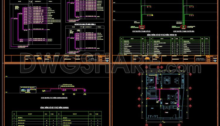 318. CAD drawings for detailed electrical designs for a 3-story townhouse (1)