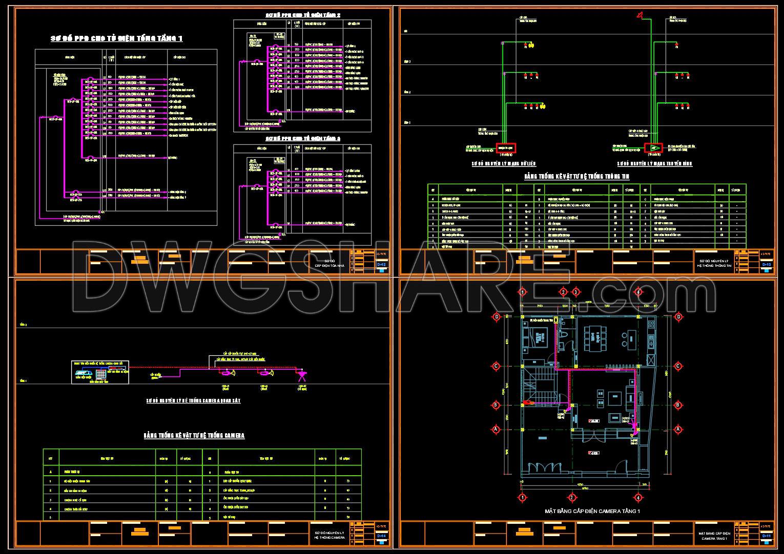318. CAD drawings for detailed electrical designs for a 3-story townhouse (3)