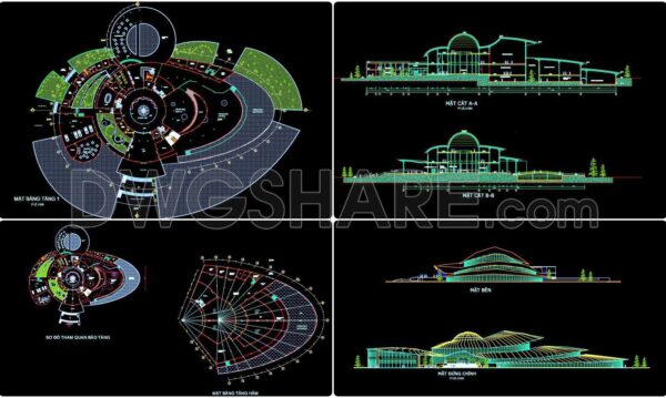 36. Free Download Modern Biological Museum Architectural AutoCAD DWG Drawings