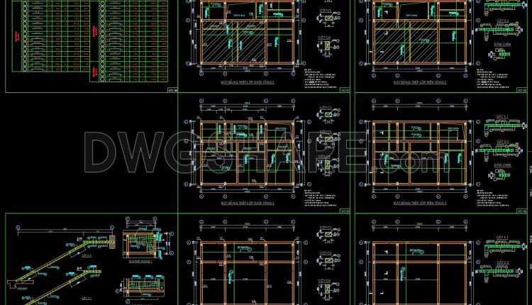 371. Free Download of Structural CAD Drawings for 9m x 13m Reinforced Concrete Townhouse (2)