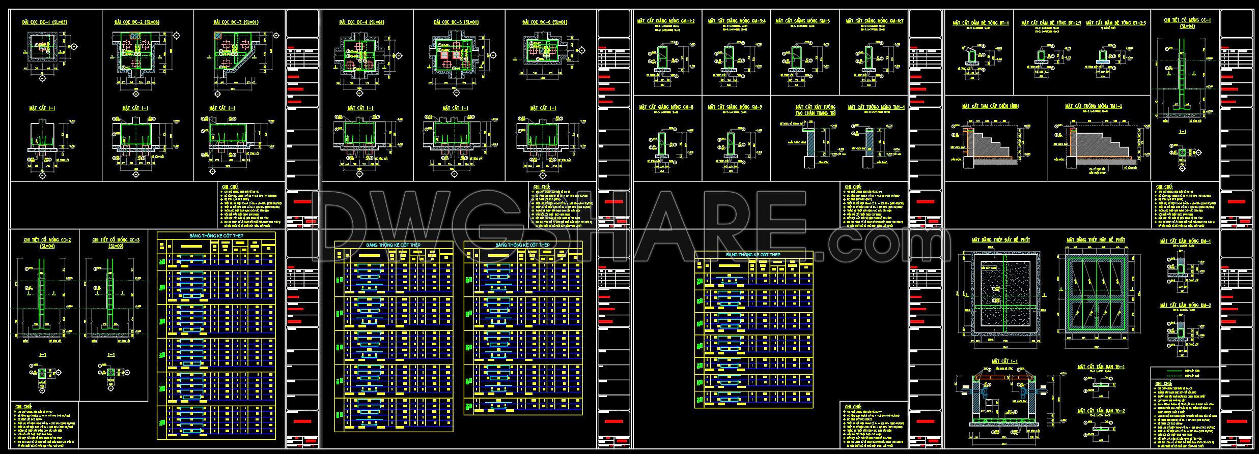 372. Free Download of Structural CAD Drawings for 12m x 12.8m Reinforced Concrete Townhouse (3)