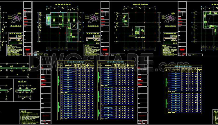 372. Free Download of Structural CAD Drawings for 12m x 12.8m Reinforced Concrete Townhouse (7)