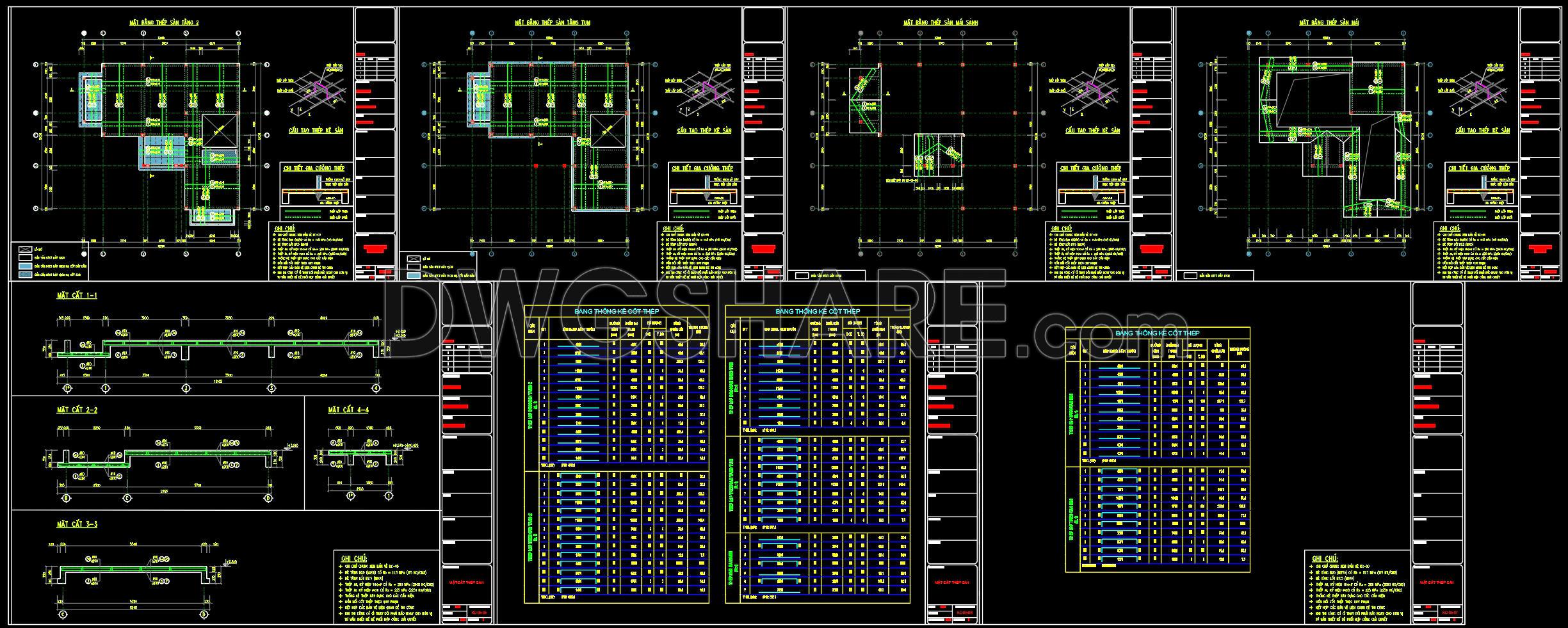 372. Free Download of Structural CAD Drawings for 12m x 12.8m Reinforced Concrete Townhouse (6)