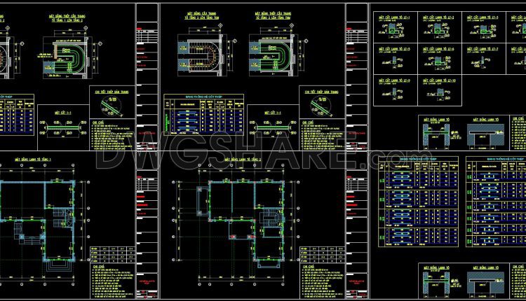 372. Free Download of Structural CAD Drawings for 12m x 12.8m Reinforced Concrete Townhouse (4)