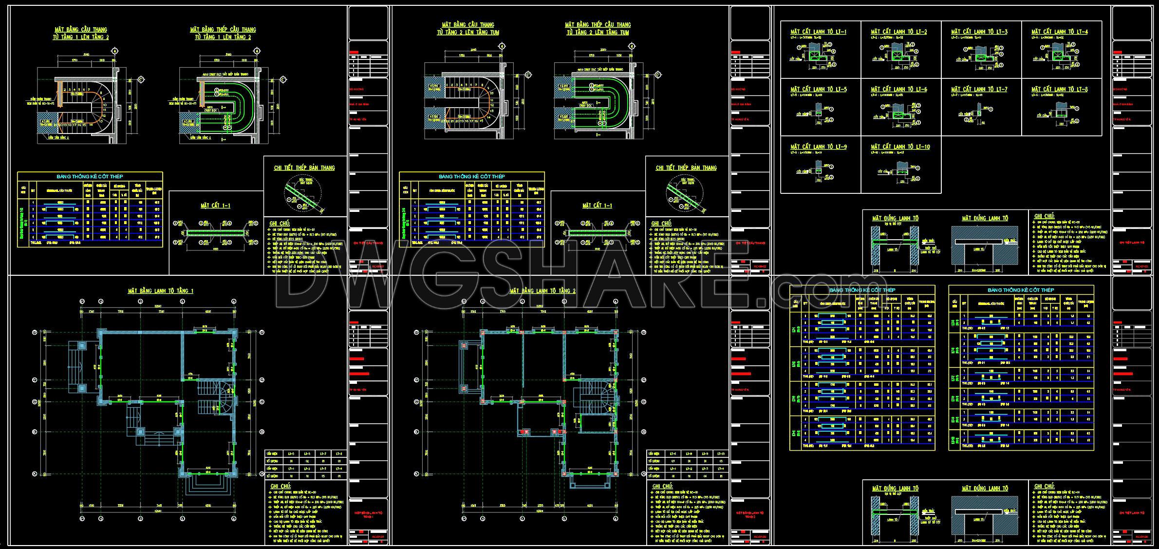 372. Free Download of Structural CAD Drawings for 12m x 12.8m Reinforced Concrete Townhouse (7)
