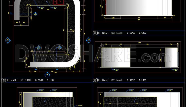 373. Detailed construction drawings of the reception counter and bar counter made of stainless steet (3)