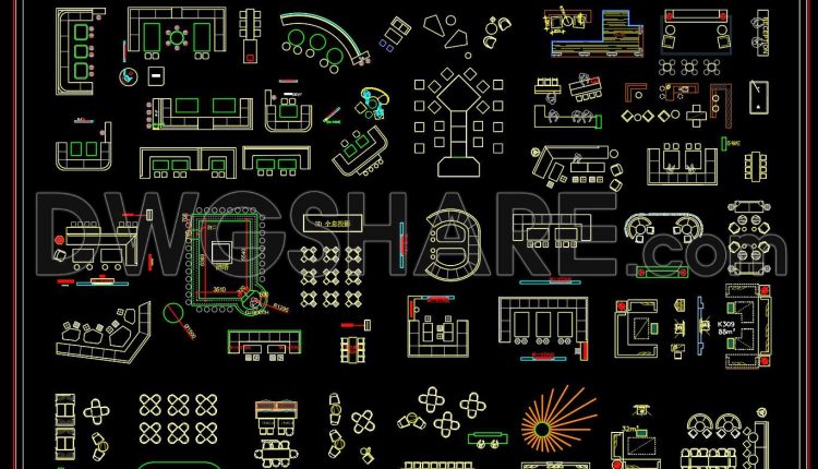 375. CAD Blocks for Karaoke Rooms, Bars, Clubs, Sofa Seating, Tables & Chairs, and Bar Counter Furniture (1)
