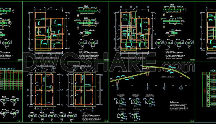375. Free Download of Structural CAD Drawings for 9.8m x 13.3m Reinforced Concrete Townhouse (2)