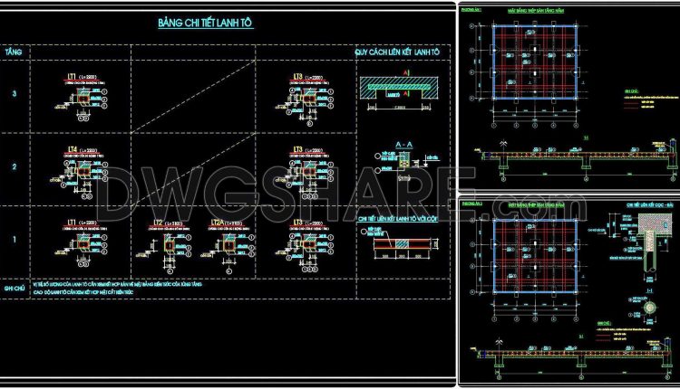 382. Free Download of Structural CAD Drawings for 12.8m x 14.2m Reinforced Concrete Townhouse (1)