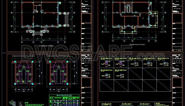 384. Free Download of Structural CAD Drawings for 10m x 14.5m Reinforced Concrete Townhouse (6)