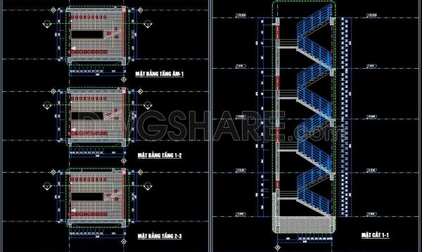 388. Free Download CAD DWG – Detailed Stairs for Townhouse Design